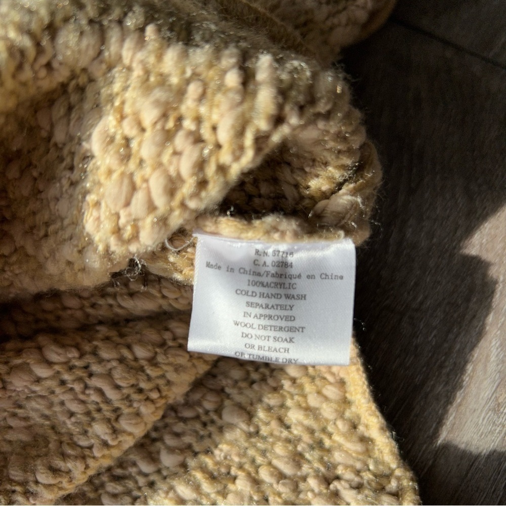 Papillon Soft Fuzzy Drape Collar Poncho Knit Cape in Tan - Picture 12 of 16